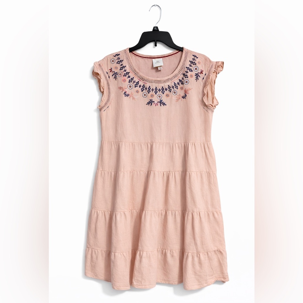 Knox Rose Embroidered Tiered Cotton Dress Size Medium Boho